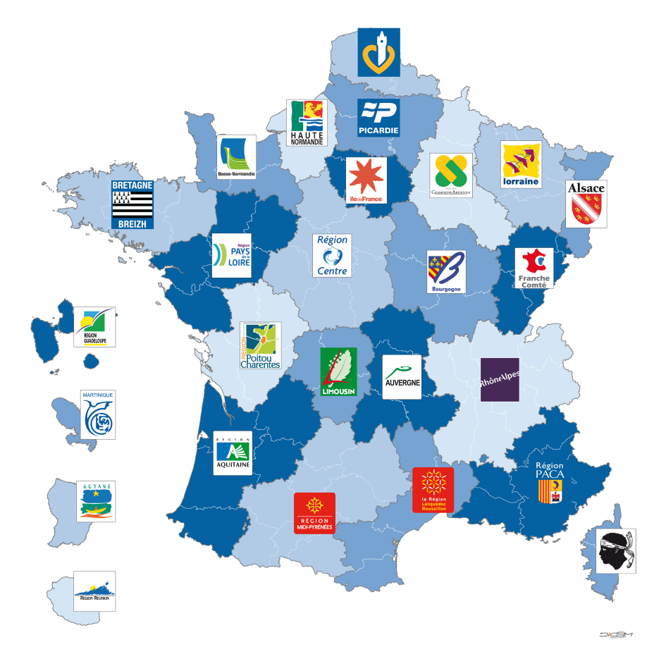 Cartes des régions avec logos